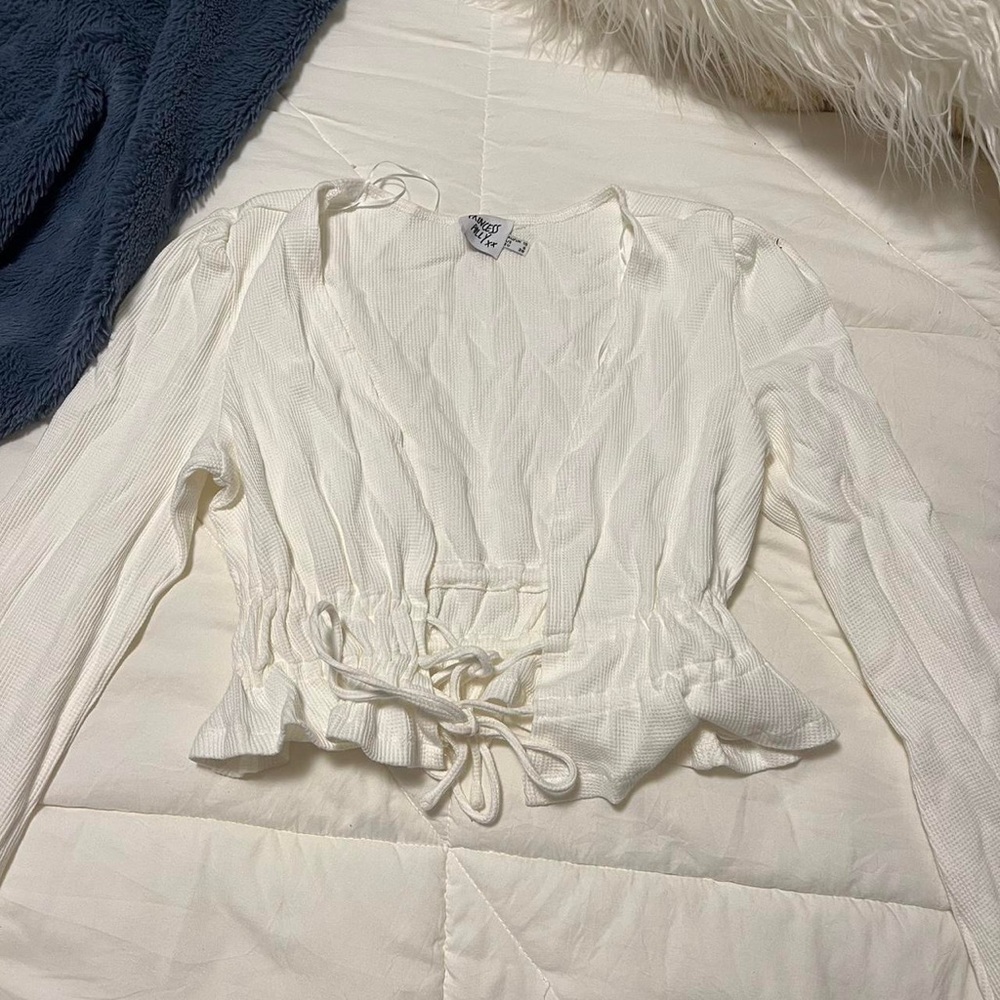 Princess Polly white long sleeve cardigan/ top